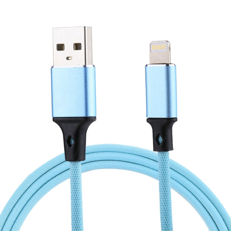 สายชาร์จข้อมูล 1 เมตร 2A USB เป็น 8 พิน แบบถักไนลอน 8 พิน สีชมพู, สีฟ้า, สีแดง, สีขาว