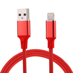 สายชาร์จข้อมูล 1 เมตร 2A USB เป็น 8 พิน แบบถักไนลอน 8 พิน สีชมพู, สีฟ้า, สีแดง, สีขาว