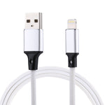 สายชาร์จข้อมูล 1 เมตร 2A USB เป็น 8 พิน แบบถักไนลอน 8 พิน สีชมพู, สีฟ้า, สีแดง, สีขาว