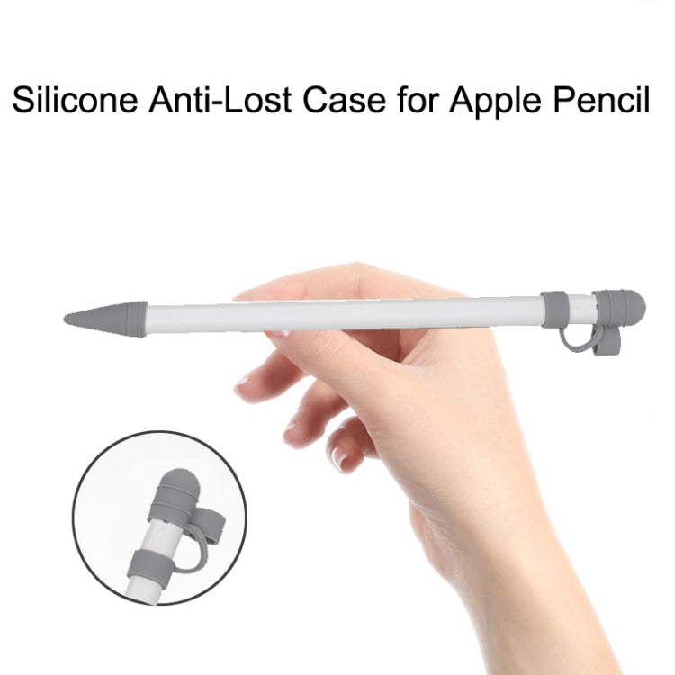 ชุดป้องกันซิลิโคน 3 in 1 พร้อมฝาปากกาทัชและเคสปากกา Nip สำหรับ Apple Pencil, สีเทา, สีขาว