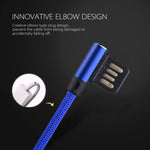 สายชาร์จข้อมูล 1 เมตร 2.4A USB เป็น 8 พิน แบบถักไนลอน ดีไซน์ข้อศอกคู่ 8 พิน สีน้ำเงินเข้ม, สีฟ้า, สีแดง, สีดำ, สีน้ำตาล