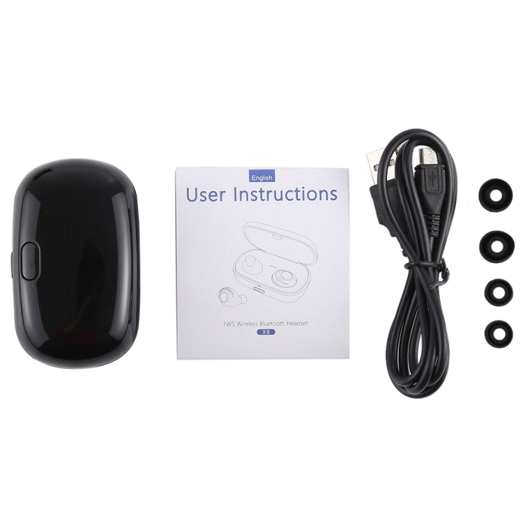 หูฟังบลูทูธแบบสอดหู X8 TWS สำหรับกีฬาเอาท์ดอร์ พร้อมกล่องชาร์จ Bluetooth V5.0