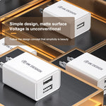 WK WP-U119 ที่ชาร์จเดินทาง 10W พอร์ต USB คู่ อะแดปเตอร์ไฟ ปลั๊ก US, WP-U119 ปลั๊ก US