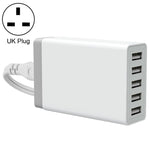 XBX09 ชาร์จเร็ว 40W 5V 8A 5 พอร์ต USB ชาร์จเดินทาง ปลั๊ก UK (สีดำ), XBX09, 8A