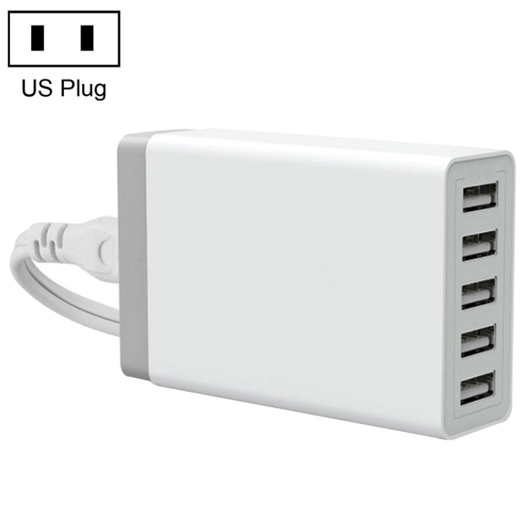 XBX09 ชาร์จเร็ว 40W 5V 8A 5 พอร์ต USB ชาร์จเดินทาง ปลั๊ก UK (สีดำ), XBX09, 8A