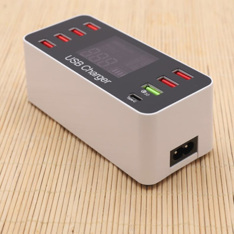 A9+ สถานีชาร์จอัจฉริยะมัลติฟังก์ชัน AC 100V~240V 8 พอร์ต USB จอแสดงผลดิจิทัล LCD ถอดได้ รองรับ QC3.0, A9+