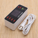 A9+ สถานีชาร์จอัจฉริยะมัลติฟังก์ชัน AC 100V~240V 8 พอร์ต USB จอแสดงผลดิจิทัล LCD ถอดได้ รองรับ QC3.0, A9+