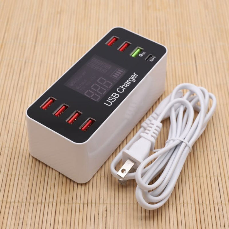 A9+ สถานีชาร์จอัจฉริยะมัลติฟังก์ชัน AC 100V~240V 8 พอร์ต USB จอแสดงผลดิจิทัล LCD ถอดได้ รองรับ QC3.0, A9+