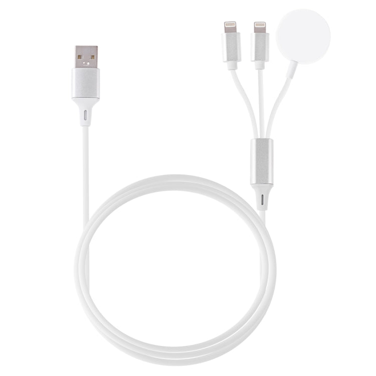 สายชาร์จแม่เหล็กมัลติฟังก์ชัน 3 in 1 8 พิน สำหรับ iPhone / Apple Watch ความยาว: 1 ม.