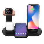 HQ-UD15 แท่นชาร์จ 5 in 1 พร้อมอินเทอร์เฟซ 8 พิน + Micro USB + USB-C / Type-C + ช่องชาร์จหูฟัง 8 พิน + ฐานชาร์จไร้สายพร้อมแท่นวางนาฬิกา (สีขาว), พร้อมชาร์จไร้สาย สีดำ, พร้อมชาร์จไร้สาย สีขาว, พร้อมชาร์จไร้สาย สีเงิน