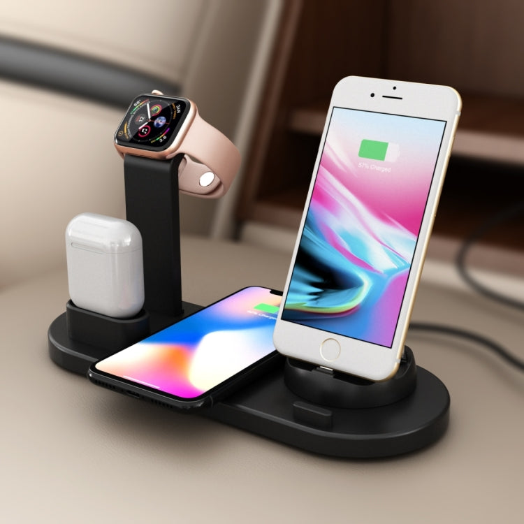 HQ-UD15 แท่นชาร์จ 5 in 1 พร้อมอินเทอร์เฟซ 8 พิน + Micro USB + USB-C / Type-C + ช่องชาร์จหูฟัง 8 พิน + ฐานชาร์จไร้สายพร้อมแท่นวางนาฬิกา (สีขาว), พร้อมชาร์จไร้สาย สีดำ, พร้อมชาร์จไร้สาย สีขาว, พร้อมชาร์จไร้สาย สีเงิน