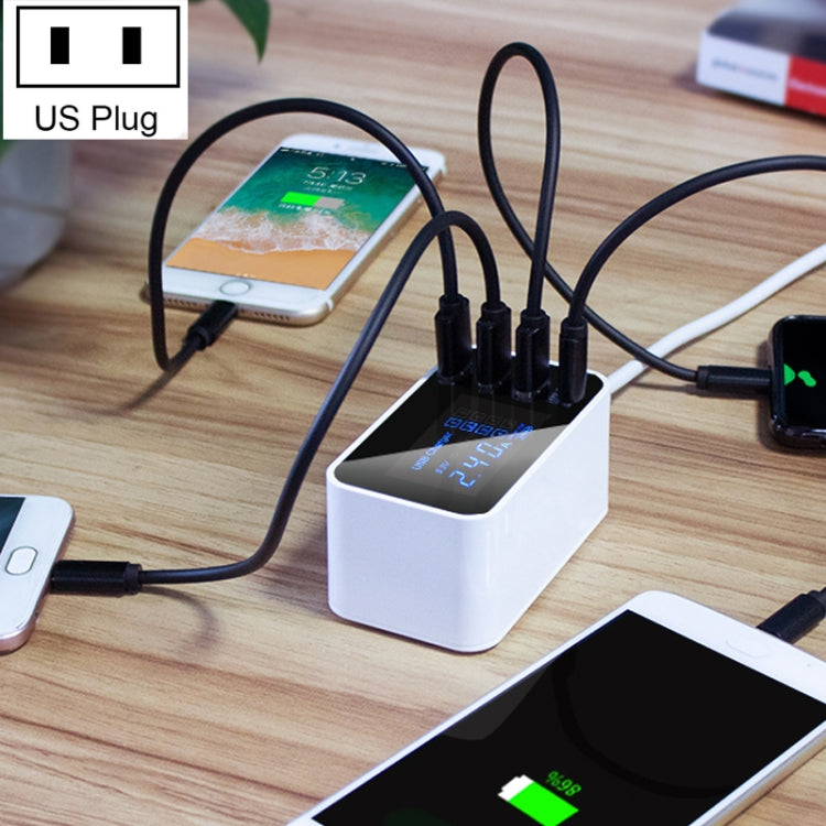 CDA30 20W 3 พอร์ต USB + พอร์ต USB-C / Type-C ที่ชาร์จอเนกประสงค์พร้อมจอแสดงผล LED ปลั๊ก US ปลั๊ก US