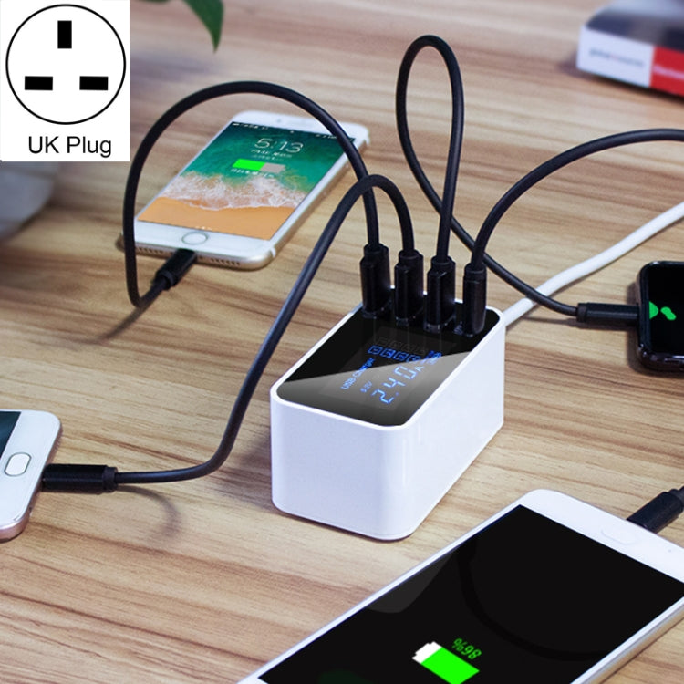 CDA30 20W 3 พอร์ต USB + พอร์ต USB-C / Type-C ที่ชาร์จอเนกประสงค์พร้อมจอแสดงผล LED ปลั๊ก UK ปลั๊ก UK
