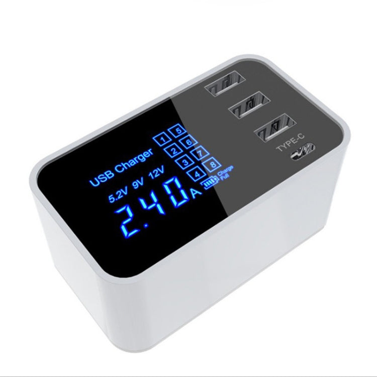 CDA30 20W 3 พอร์ต USB + พอร์ต USB-C / Type-C ที่ชาร์จอเนกประสงค์พร้อมจอแสดงผล LED ปลั๊ก UK ปลั๊ก UK