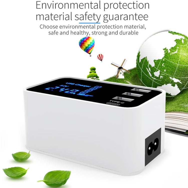 CDA30 20W 3 พอร์ต USB + พอร์ต USB-C / Type-C ที่ชาร์จอเนกประสงค์พร้อมจอแสดงผล LED ปลั๊ก UK ปลั๊ก UK