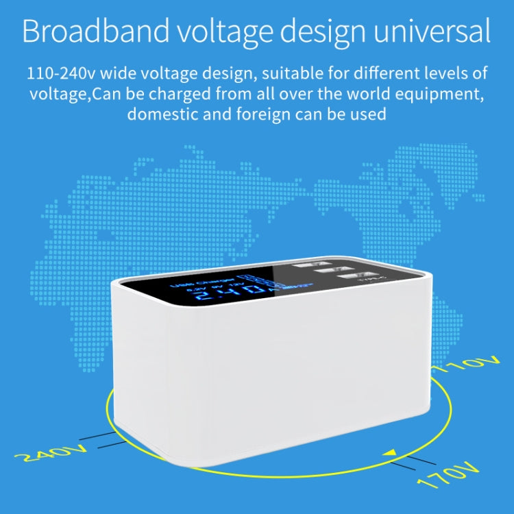 CDA30 20W 3 พอร์ต USB + พอร์ต USB-C / Type-C ที่ชาร์จอเนกประสงค์พร้อมจอแสดงผล LED ปลั๊ก US ปลั๊ก US