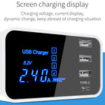 CDA30 20W 3 พอร์ต USB + พอร์ต USB-C / Type-C ที่ชาร์จอเนกประสงค์พร้อมจอแสดงผล LED ปลั๊ก US ปลั๊ก US