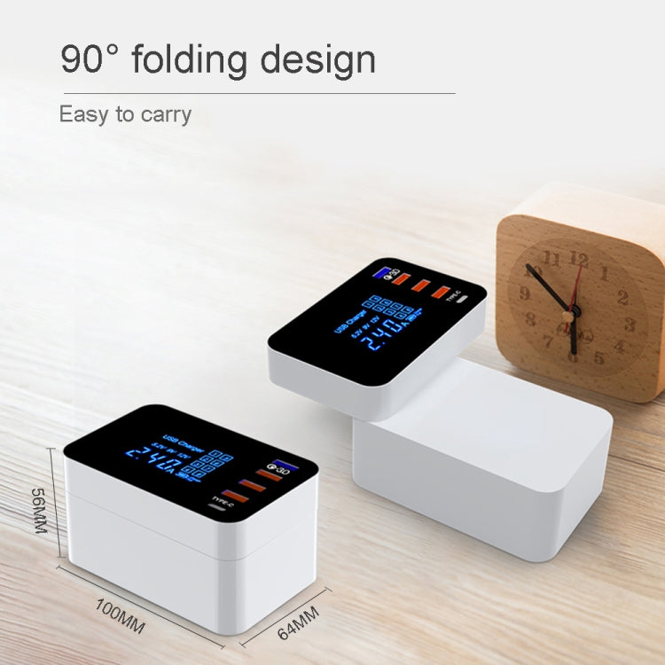 CDA33Q 40W QC 3.0 USB + 3 พอร์ต USB + พอร์ต USB-C / Type-C ที่ชาร์จอเนกประสงค์พร้อมจอแสดงผล LED ปลั๊ก AU ปลั๊ก AU