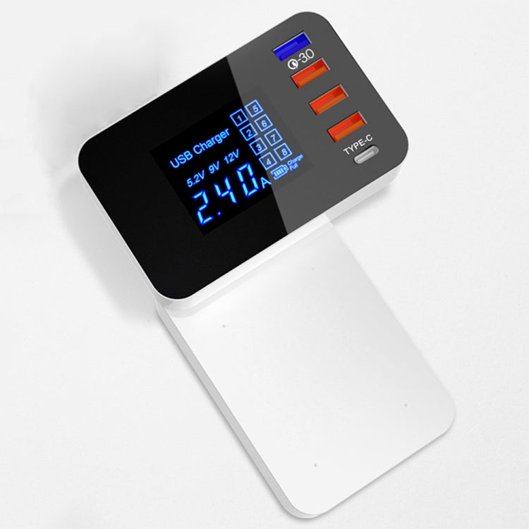 CDA33Q 40W QC 3.0 USB + 3 พอร์ต USB + พอร์ต USB-C / Type-C ที่ชาร์จอเนกประสงค์พร้อมจอแสดงผล LED ปลั๊ก UK ปลั๊ก UK