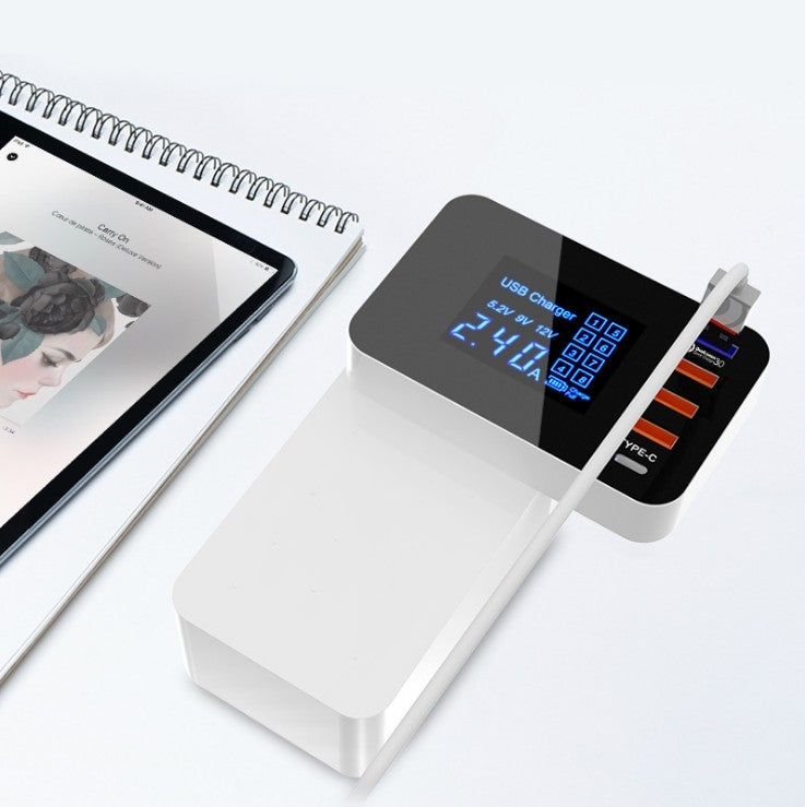 CDA33Q 40W QC 3.0 USB + 3 พอร์ต USB + พอร์ต USB-C / Type-C ที่ชาร์จอเนกประสงค์พร้อมจอแสดงผล LED ปลั๊ก UK ปลั๊ก UK