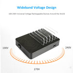50W 6 พอร์ต USB + 2 พอร์ต USB-C / Type-C + ที่ชาร์จแบบไร้สายอเนกประสงค์พร้อมจอแสดงผล LED และขอบถอดได้ ปลั๊ก EU ปลั๊ก EU