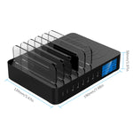 50W 6 พอร์ต USB + 2 พอร์ต USB-C / Type-C + ที่ชาร์จแบบไร้สายอเนกประสงค์พร้อมจอแสดงผล LED และขอบถอดได้ ปลั๊ก US ปลั๊ก US