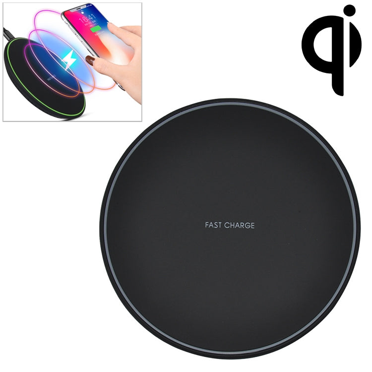 แท่นชาร์จไร้สาย KD-1 ชาร์จเร็ว 10W แบบบางพิเศษ สำหรับโทรศัพท์ Android และ iPhone, ชาร์จเร็ว, สีดำ