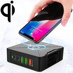 F88W ที่ชาร์จตั้งโต๊ะ 3 x USB + 2 x USB-C / Type-C พอร์ต QC3.0 พร้อมฟังก์ชันชาร์จไร้สาย, F88W