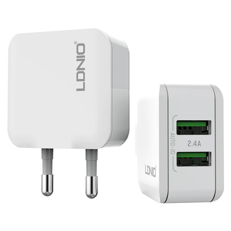 หัวชาร์จคู่ USB 2.4A LDNIO A2201 ที่ชาร์จเดินทาง ชาร์จตรง อะแดปเตอร์โทรศัพท์มือถือ พร้อมสายข้อมูล Type-C, Type-C