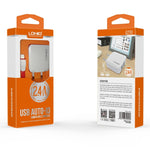หัวชาร์จคู่ USB 2.4A LDNIO A2201 ที่ชาร์จเดินทาง ชาร์จตรง อะแดปเตอร์โทรศัพท์มือถือ พร้อมสายข้อมูล Type-C, Type-C