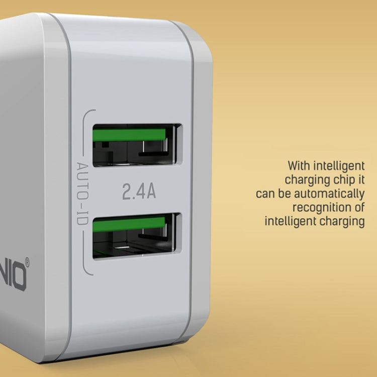 หัวชาร์จคู่ USB 2.4A LDNIO A2201 ที่ชาร์จเดินทาง ชาร์จตรง อะแดปเตอร์โทรศัพท์มือถือ พร้อมสายข้อมูล Type-C, Type-C