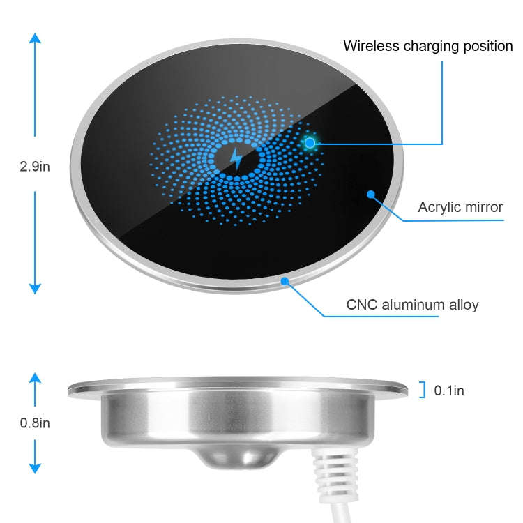 แท่นชาร์จไร้สายฝังในโต๊ะ S50 15W แบบบางพิเศษ