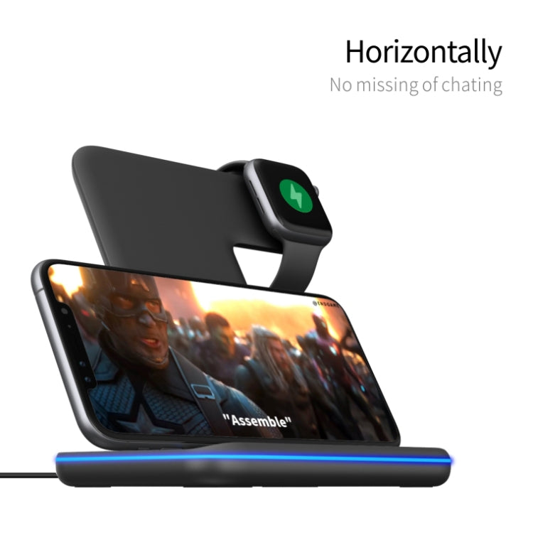 แท่นชาร์จไร้สายแม่เหล็กตั้งฉาก Z5A QI สำหรับโทรศัพท์มือถือ, Apple Watch, AirPods / Samsung Galaxy Buds / Huawei Free Buds พร้อมไฟวงแหวนสัมผัส, Z5A