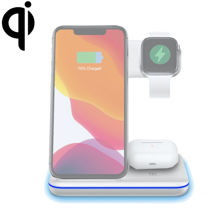 แท่นชาร์จไร้สายแม่เหล็กตั้งฉาก Z5A QI สำหรับโทรศัพท์มือถือ, Apple Watch, AirPods / Samsung Galaxy Buds / Huawei Free Buds พร้อมไฟวงแหวนสัมผัส, Z5A