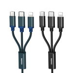 REMAX RC-131TH สายชาร์จ 3 in 1 USB เป็น 8 พิน & USB-C / Type-C & Micro USB ยาว 1 เมตร 2.8A