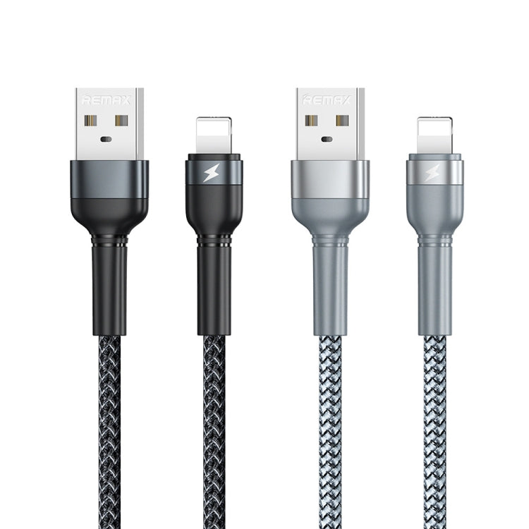 REMAX RC-124i สายชาร์จข้อมูลเร็ว USB เป็น 8 พิน ถักอลูมิเนียมอัลลอยด์ ยาว 1 เมตร 2.4A สำหรับ iPhone, iPad, 8 พิน