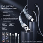 REMAX RC-124i สายชาร์จข้อมูลเร็ว USB เป็น 8 พิน ถักอลูมิเนียมอัลลอยด์ ยาว 1 เมตร 2.4A สำหรับ iPhone, iPad, 8 พิน