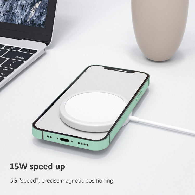 แท่นชาร์จไร้สายแม่เหล็กแบบกลม OJD-63 15W อะลูมิเนียมอัลลอย สไตล์ Magsafe, แบบแม่เหล็ก