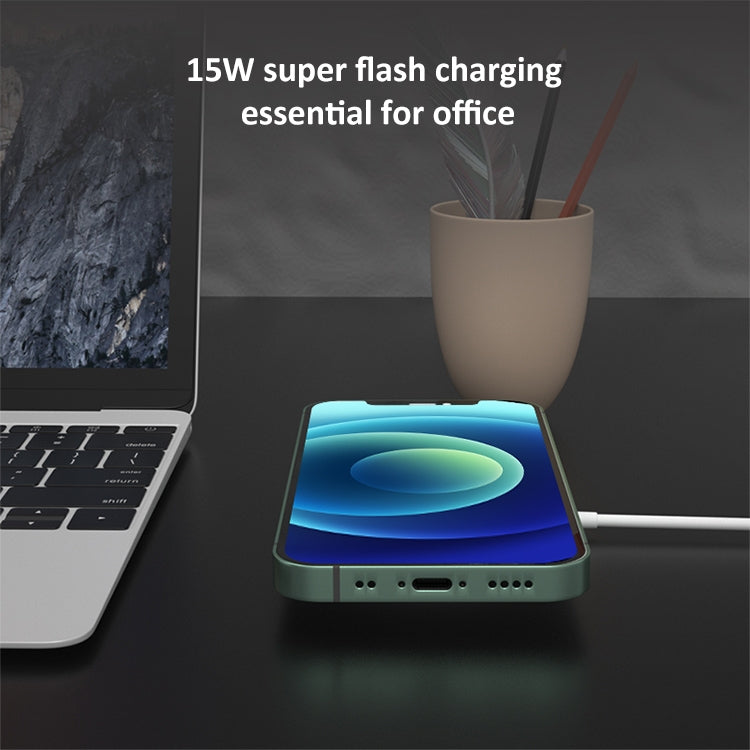 แท่นชาร์จไร้สายแม่เหล็กแบบกลม OJD-63 15W อะลูมิเนียมอัลลอย สไตล์ Magsafe, แบบแม่เหล็ก