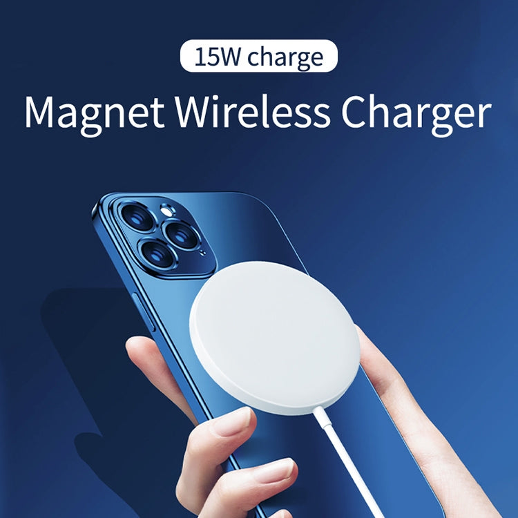 แท่นชาร์จไร้สายแม่เหล็กแบบกลม OJD-63 15W อะลูมิเนียมอัลลอย สไตล์ Magsafe, แบบแม่เหล็ก