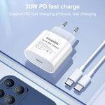 ที่ชาร์จเดินทาง PD 20W ช่อง USB-C / Type-C เดี่ยว, ปลั๊ก US, 20W ปลั๊ก US