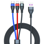 สายชาร์จข้อมูลเร็ว 40W 5A USB เป็น Micro USB + USB-C / Type-C + 8 พิน ความยาวสาย: 1.2 เมตร, 1.2 เมตร