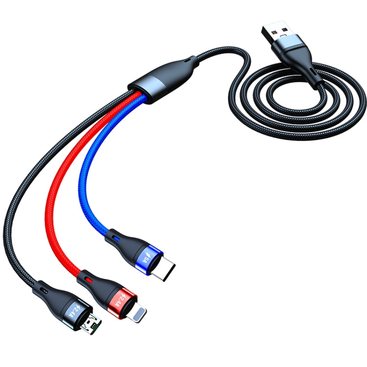 สายชาร์จข้อมูลเร็ว 40W 5A USB เป็น Micro USB + USB-C / Type-C + 8 พิน ความยาวสาย: 1.2 เมตร, 1.2 เมตร