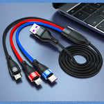 สายชาร์จข้อมูลเร็ว 40W 5A USB เป็น Micro USB + USB-C / Type-C + 8 พิน ความยาวสาย: 1.2 เมตร, 1.2 เมตร