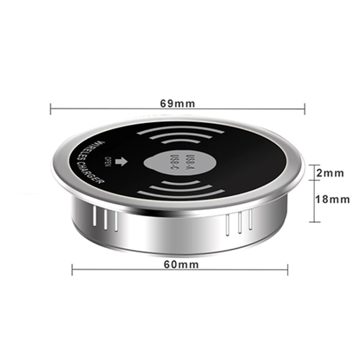 แท่นชาร์จไร้สายฝังในโต๊ะ KP-ZMC พร้อมสายเชื่อมต่อ PD+USB ยาว 1.2 เมตร