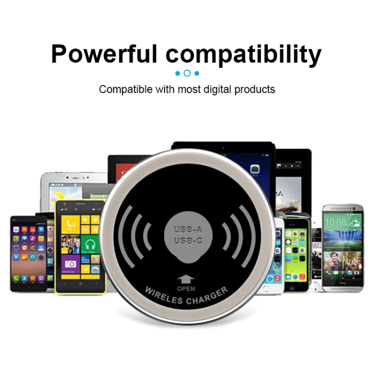 แท่นชาร์จไร้สายฝังในโต๊ะ KP-ZMC พร้อมสายเชื่อมต่อ PD+USB ยาว 1.2 เมตร