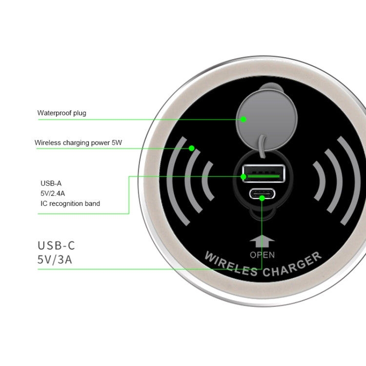 แท่นชาร์จไร้สายฝังในโต๊ะ KP-ZMC พร้อมสายเชื่อมต่อ PD+USB ยาว 1.2 เมตร