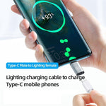 อะแดปเตอร์ชาร์จ USB-C / Type-C ตัวผู้ เป็น 8 พิน ตัวเมีย รองรับการส่งข้อมูล, 8 พิน ตัวเมีย