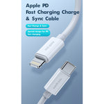 ROCK Space Z19 สายชาร์จข้อมูล TPE USB-C / Type-C เป็น 8 พิน ชาร์จเร็ว PD 20W 3A ความยาวสาย: 1 เมตร, Z19