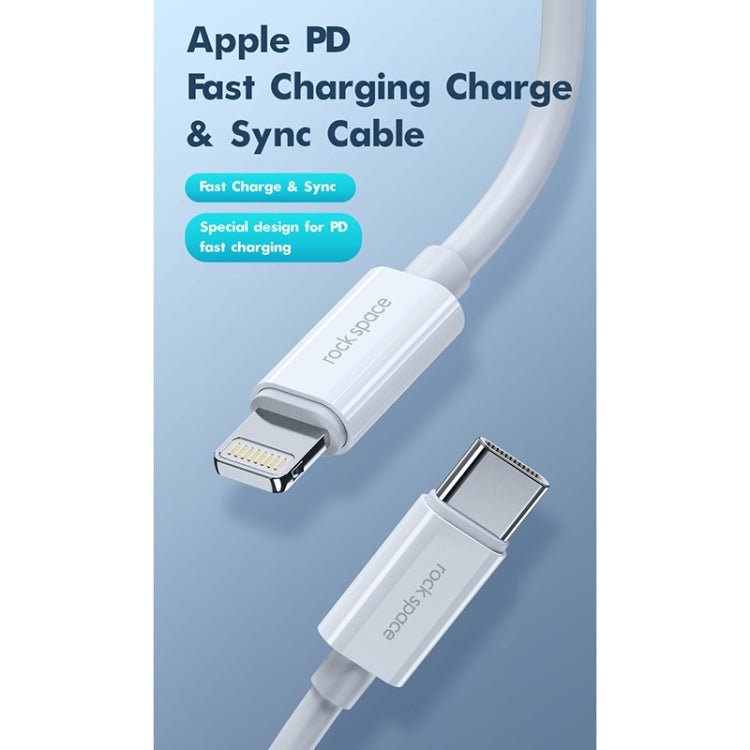 ROCK Space Z19 สายชาร์จข้อมูล TPE USB-C / Type-C เป็น 8 พิน ชาร์จเร็ว PD 20W 3A ความยาวสาย: 1 เมตร, Z19